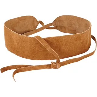 Taillengürtel LASCANA "Bindegürtel, Ledergürtel, Gürtel für Kleid & Overall, Bauchgürtel", Damen, Gr. L, braun (camelfarben), Leder, aufgeraut, unifarben, Gürtel Taillengürtel, aus Leder zum Binden mit Shaping-Effekt, Topseller