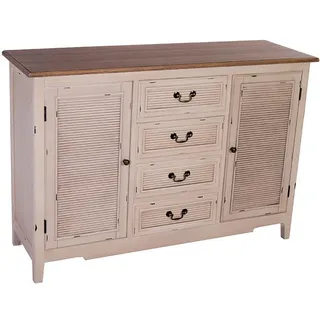 Kommode Esberg Holz Landhaus Stil Vintage Look Schrank antikweiß - antikweiß - ca. 128 cm X ca. 87 cm X ca. 42 cm