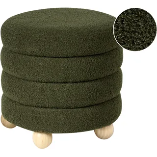 Beliani Pouf Bouclé 42 x 41 x 42 cm Grün/Gold