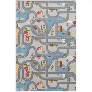 Snapstyle Kinder Spiel Strassenteppich Kinderteppich 200 x 250 cm Grau