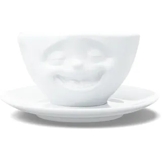 FIFTYEIGHT PRODUCTS / Tassen / Kaffeetasse „Lachend“ (Porzellan, 200 ml, weiß, Made in Germany)