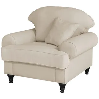 Furn.Design Sessel beige Landhaus, Loungesessel 110 cm , Holz, Textil , Nachbildung , 110x95x100 cm , Wohnzimmer, Sessel, Polstersessel
