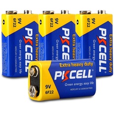 Batterie 9V 6F22 Blockbatterie 3 Jahre Haltbarkeit für Rauchmelder,Melder,Mikrofone,Multimeter,4 Stück,PKCELL