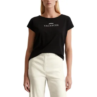 Marc O'Polo Damen T-Shirt mit Grafik-Print Relaxed Fit, Schwarz (Black), S