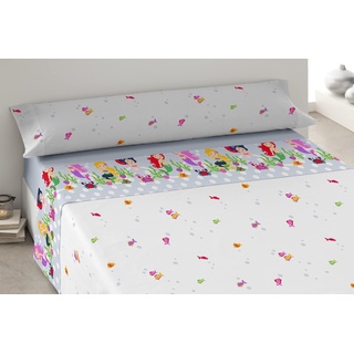 Degrees home Meerjungfrau - Bettwäsche für Kinder, 90 x 190 cm, 90 x 190 cm, Bettwäsche 50% Baumwolle, 50% Polyester, 3 Teile, Grau