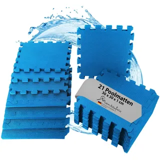 Montafox Poolmatte 1,95 m2 21 Stück 30 x 30 cm Unterlegmatte Bodenschutz | Bodenschutzmatte, Puzzlematte, Schutzmatte, Anti-Rutsch, Whirlpool, Planschbecken, Aufstellpool, Blau, Stecksystem