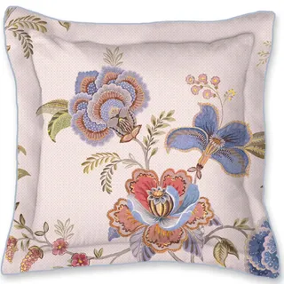 Pip Studio Dekokissen Cece Fiore White Blumen Blüten Wendeoptik Geblümt Muster Weiß Blau Perkal, Größe:45 x 45 cm