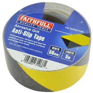 Faithfull TAPESTYB5 Anti-Rutsch-Klebeband, Schwarz/Gelb, 50 mm x 5 m, mehrfarbig, 1