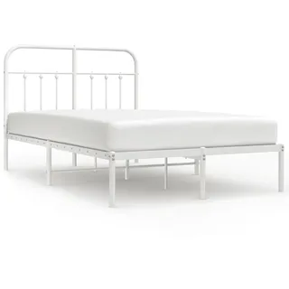 vidaXL Bettgestell mit Kopfteil Metall Weiß 120x200 cm - Weiß