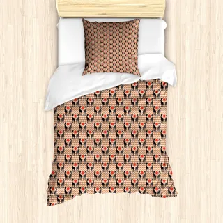 ABAKUHAUS Giraffe Mantele, Vintage Safari, Milbensicher Allergiker geeignet mit Kissenbezügen, 135 cm x 200 cm - 80 x 80 cm, Mehrfarbig