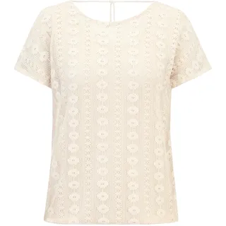 Spitzenbluse CARTOON "Spitzenshirt mit überschnittenen Ärmeln", Damen, Gr. 34, beige (eggnog), Obermaterial: 100% Baumwolle CO., Blusen Spitzenbluse