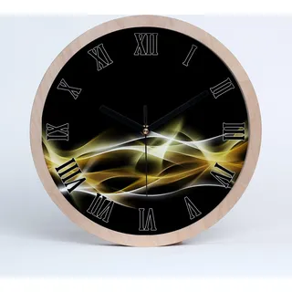 Holzuhr 20fi cm wanduhr - schwarze Spitzen - abstraktes Licht - Gelb