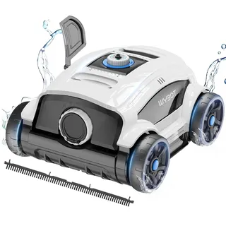 wybot Poolroboter mit Akku, Poolsauger 130 Minuten, Perfekt für Pool bis zu 100m2,großen Bürsten- und Saugöffnungen, verstellbare Düse, Automatisches Parken, LED-Anzeigen, 2 Motoren, Pool Akkusauger