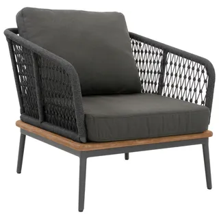 Loungesessel , Anthrazit, Teakfarben , Holz, Metall, Textil , Teakholz , massiv , Füllung: Schaumstoff , konisch , 78x71x82 cm , Gartenmöbel, Loungemöbel, Lounge-Serien