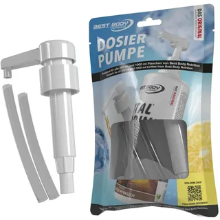 Best Body Nutrition Dosierpumpe – für 500ml und 1000ml Flaschen | Lebensmittelechter Pumpspender mit zwei Schläuchen für 500 ml und 1.000 ml Flaschen, zum Anmischen von Getränken