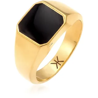 KUZZOI Goldener Siegelring Herrenring 10 mm Schwarz 925 Silber"
