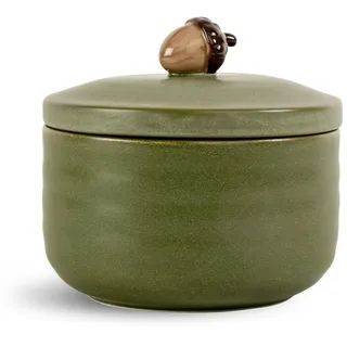 Sagaform Dose Ellen mit Deckel Eichel in der Farbe Grün, aus Steingut, Durchmesser: 13,5 cm, Höhe: 7,5 cm, 5018410