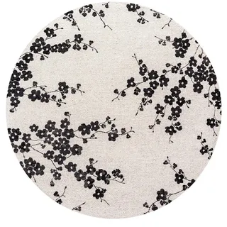 Louis De Poortere Teppich Night Snow Sakura 240/240 cm , Schwarz , Textil , Holz Optik , Rund , 240x240 cm , Oeko-Tex® Standard 100 , in verschiedenen Größen erhältlich, pflegeleicht, leicht zusammenrollbar, rutschfest, rutschfeste Unterfläche, für Fußbodenheizung geeignet, UV-beständig, waschbar , Teppiche und Böden, Teppiche