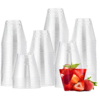MATANA 120 Hartplastik Partybecher, Plastikbecher, 255ml / 9oz - Mehrweg Kunststoffbecher, Cocktailgläser, Cocktail Becher für Geburtstage, Hochzeiten & Partys - Elegant & Stabil