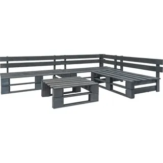 4-tlg. Garten-Sofagarnitur aus Paletten Holz Grau - Grau