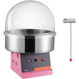 VEVOR Elektrische Zuckerwattemaschine, 1 kW Zuckerwattegeräte, Kommerzielle Zuckerwattemaschine mit Abdeckung, Edelstahlschüssel & Zuckerlöffel, für Kindergeburtstage zu Hause, Familienfeiern (Rosa)