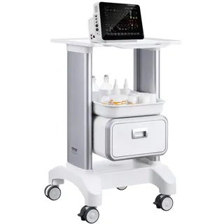 Vevor Laborwagen Medizinwagen mit 1 Schublade und oberer Ablage, Rollbarer Laborwagen ABS Material, 50 kg belastbarer Servierwagen Medizinischer Wagen für Labor, Klinik, Krankenhaus, Salon, weiß