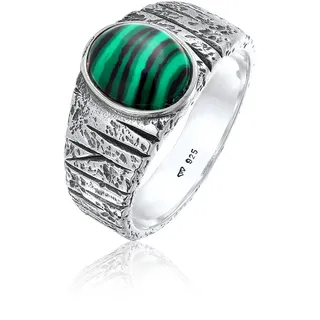KUZZOI Siegelring Kuzzoi Ring Siegelring Malachit Grün Bikerring 925 Silber, Gr. 60, silber, Fingerringe, Herren, 60, ohne Stein, Silber 925 (Sterlingsilber), 10mm, Siegelring