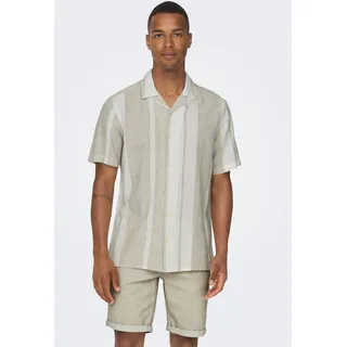 ONLY & SONS Kurzarmhemd "ONSCAIDEN SS STRIPE LINEN RESORT NOOS", vintage khak