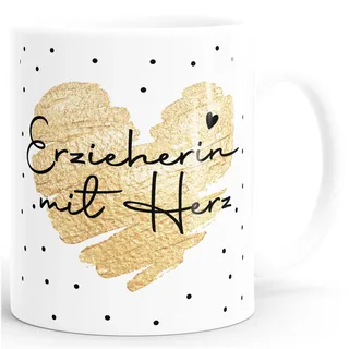 SpecialMe® Kaffee-Tasse Herz Danke Geschenk Lieblingsmensch Alltagsheld Berufe Spruch Schrift Weiss Keramik-Tasse