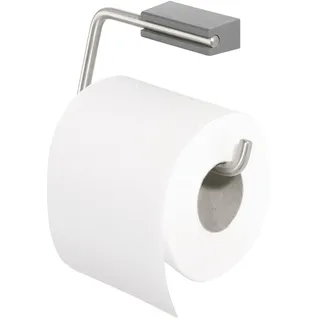 Tiger 28653 Cliqit Toiletten-Papierhalter ohne Deckel/Halterung aus Edelstahl gebürstet/Wandbefestigung ABS Kunststoff, grau