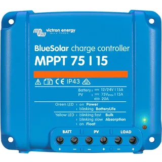 Victron Solar Laderegler | Blue Solar | MPPT 75/15 | 12/24V 15A | 0 % MwSt. (gem. § 12 Abs. 3 UStG)