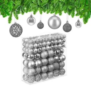 Relaxdays Weihnachtskugeln 150er Set, Silber