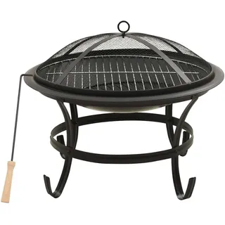 2-in-1 Feuerschale und Grill mit Schürhaken 56x56x49 cm Stahl - Schwarz