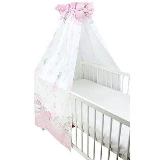 TupTam Babybett Himmel mit Schleifchen, Farbe: Mond mit Elefant/Rosa, Größe: ca. 160x240 cm