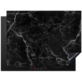 MuchoWow Herdabdeckplatte Marmor - Schwarz - Weiß - Textur - Marmoroptik 71x52 cm , Silberfarben , Kunststoff , Rechteckig , 71x52x0.2 cm , Made in Europe , Küchen, Küchenelektrogeräte, Herde, Herdabdeckplatten