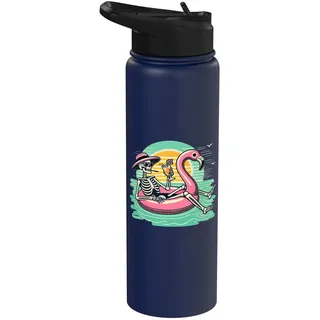 Retro Sommer Skelett Flamingo Float Urlaub Strand Drink Stainless Steel Insulated Water Bottle