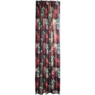 Homing Vorhang floral rot grün | Blickdicht Rosen modern | Wohnzimmer Schlafzimmer Kinderzimmer | 140x245cm