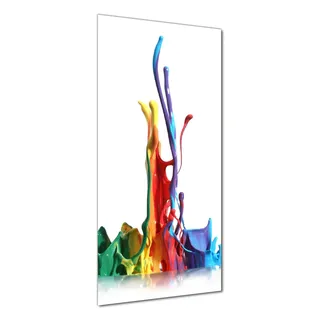 Wallario selbstklebende Duschrückwand 70 x 190 cm mit Motiv Farbklecks von links - Bunte Farben auf Abwegen - Wandverkleidung mit Hochglanzlaminat in Glasoptik