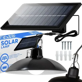 LED Solarleuchte Solar Hängeleuchte Hängelampe Pendelleuchte Solarlampen Außen IP65 Wasserdichte Außen-Wandleuchte Fernbedienun Garten Straße Retoo - Schwarz