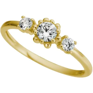 Fingerring FIRETTI "Schmuck Geschenk Gold 333 Damenring Goldring Blume" Gr. 18, gelbgoldfarben, kristallweiß, Fingerringe, Damen, 18, Gelbgold 333, 1mm, Fingerring, mit Zirkonia (synth.)