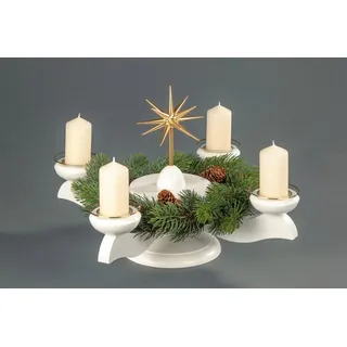 ALBIN PREIßLER Albin Preissler Adventsleuchter »mit Weihnachtsstern und Tannenkranz, Handwerkskunst aus dem Erzgebirge« Ø 29 cm, Weihnachtsdeko aus Holz