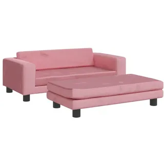 SYFAXTM Kindersofa mit Hocker Rosa 100x50x30 cm Samt - Rosa