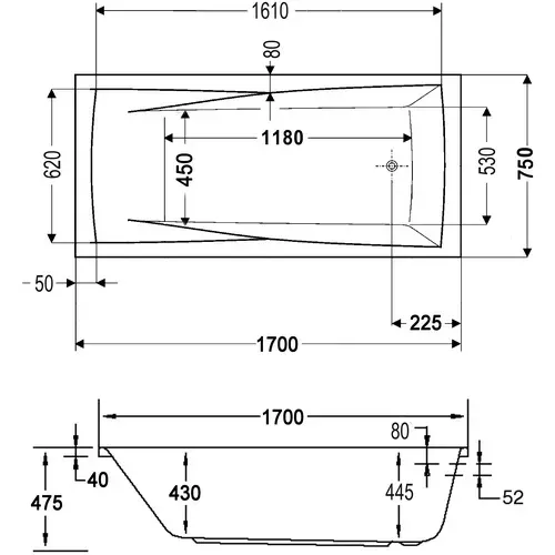 Bild von Atlanta Rechteckbadewanne 75 x 170 cm (861101)