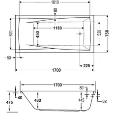 Bild von Atlanta Rechteckbadewanne 75 x 170 cm (861101)