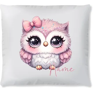 GRAZDesign Personalisierbares Kissen Mädchen Eule und Namen – Kinder Dekokissen – Geschenk für Mädchenzimmer
