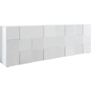 INOSIGN Sideboard INOSIGN "Dama Breite 241, Kommode 4 Türen, Anrichte", weiß (weiß hochglanz lack), B:241cm H:84cm T:42cm, Sideboards, Sideboard, Front in 3D-Optik, viel Stauraum, verschiedene Farben