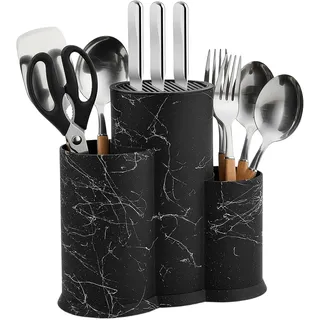Messerblock ohne messer, Kunststoff Universal messerhalter schublade mit Messerschlitz Abtropflöchern für alle Küchenmesser, Multifunktional messerblock für Besteck Gabeln Löffel und Küchenutensilien