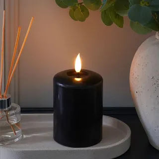 Ember CandlesTM 10cm LED Kerze schwarz Echtwachs ultra-realistische Flamme handgegossen batteriebetrieben Timer Funktion Innenbereich elektrische Kerzen Halloweendeko Tischdeko Halloween