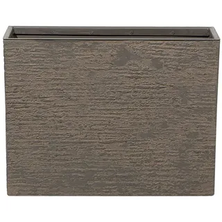 Beliani Blumentopf dunkelbraun rechteckig 25/60/45 cm Edessa , Braun , Stein , 45 cm , Dekoration, Blumen & Blumentöpfe, Übertöpfe