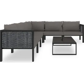 vidaXL 7-tlg. Garten-Lounge-Set mit Auflagen Poly Rattan Anthrazit - Grau